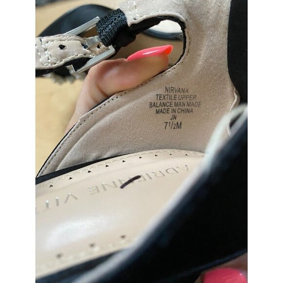 ADRIENNE Vittadini BNWOT "Nirvana" Ankle Strap Black Jeweled Heel Women Sz 7.5 - Picture 7 of 10